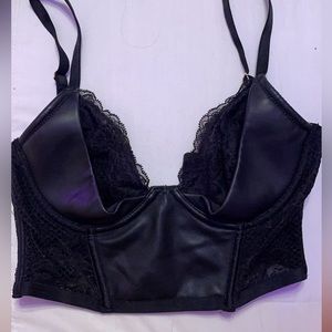 Victoria’s Secret Black Leather Lace Corset Top